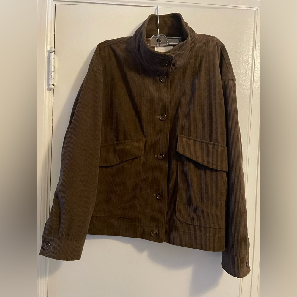 Avec Les Filles Anthropologie Brown Cropped Corduroy Jacket Size Large